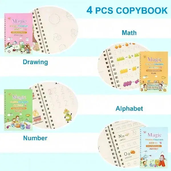 Little Flower Learning Bundle |4 Magic Water Books with 4 Pens + 4 Magic Practice Books with 10 refills - Little Flower 