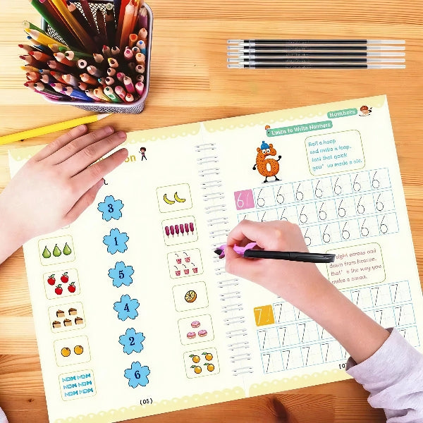 Little Flower Kids Magic Practice Book Set – 4-in-1 Reusable Workbook (Age 2+)