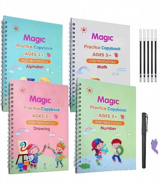 Little Flower Kids Magic Practice Book Set – 4-in-1 Reusable Workbook (Age 2+)